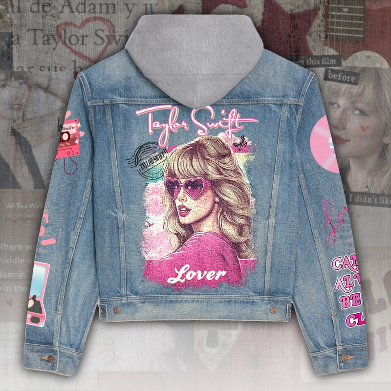 ANHNV4730 Women s Denim Hood Jacket Taylor Swift 02 Taylor Swift Premium Hooded Denim Jacket IFDDHDJ0031 Idea Fanatic