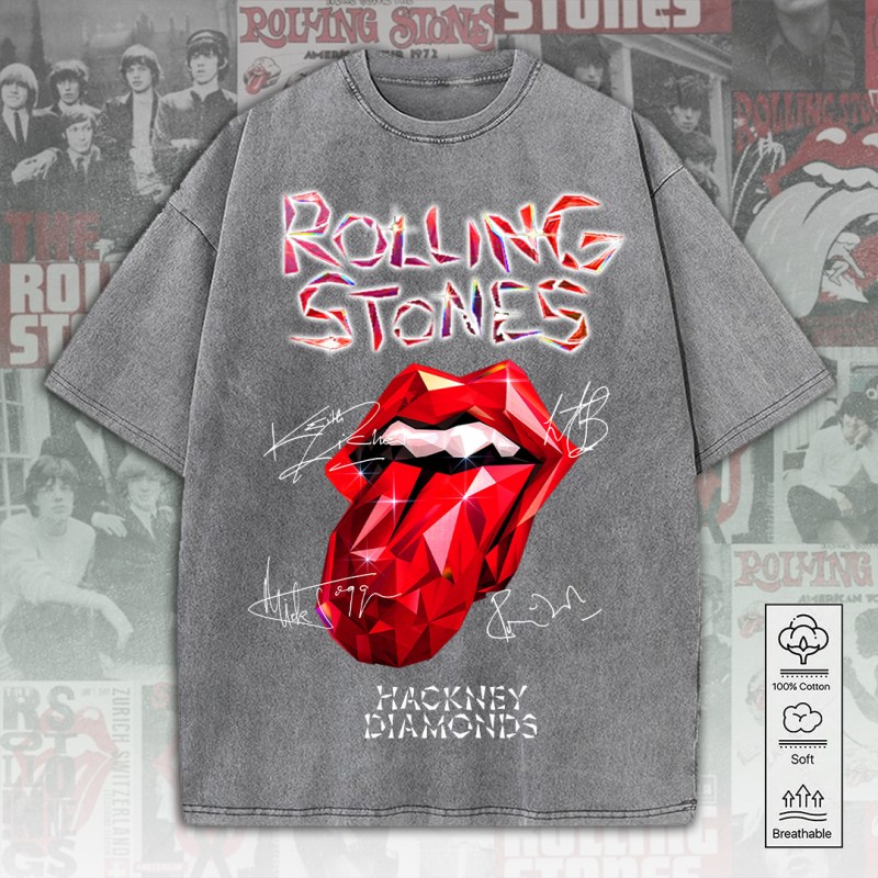 ANHNV4984 2D Acid Washed Cotton Shirt The Rolling Stones 01 The Rolling Stones 2D Acid Washed Cotton Shirt IFDD2DW0007 Idea Fanatic