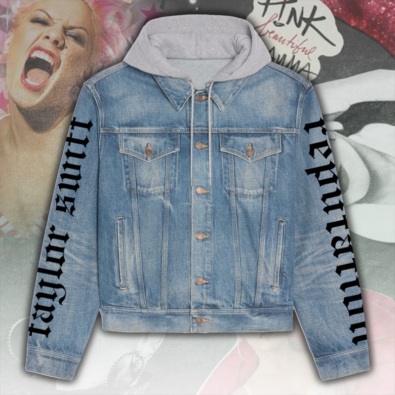 ANHNV5057 Women s Denim Hood Jacket Taylor Swift 01 Taylor Swift Premium Hooded Denim Jacket IFDDHDJ0032 Idea Fanatic