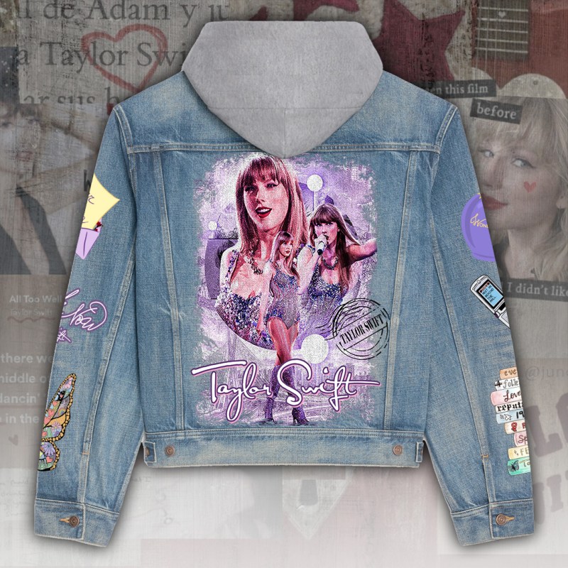 ANHNV5080 Women s Denim Hood Jacket Taylor Swift 02 Taylor Swift Premium Hooded Denim Jacket IFDDHDJ0033 Idea Fanatic