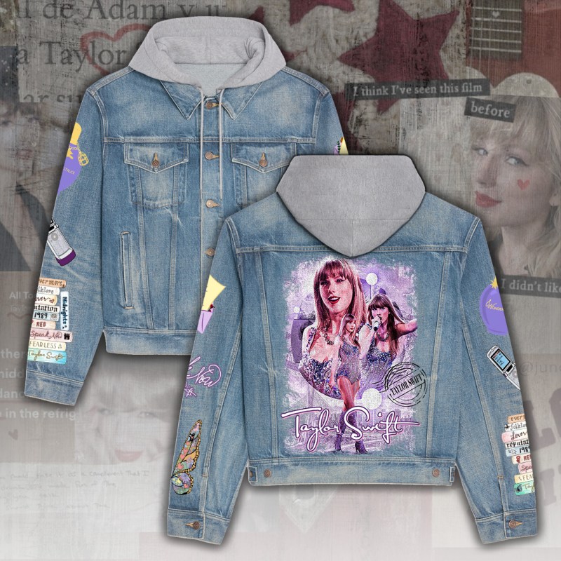 ANHNV5080 Women s Denim Hood Jacket Taylor Swift 03 Taylor Swift Premium Hooded Denim Jacket IFDDHDJ0033 Idea Fanatic