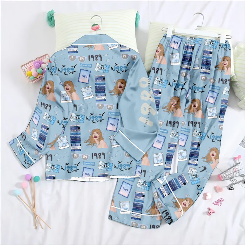 ANHNV5192 Button Down Pajama Set Taylor Swift 02 Taylor Swift Premium Button Down Pajamas Set IFDDBDP0059 Idea Fanatic