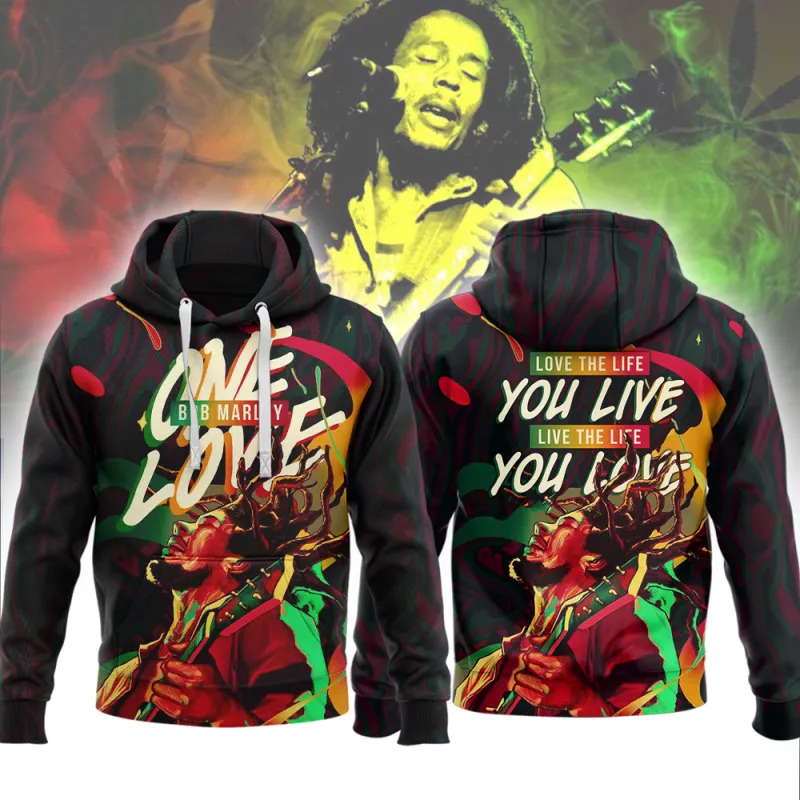 BM050324LNQ18TTT mk2 Bob Marley One Love Hoodie Shirt BM050324LNQ18TTT Idea Fanatic