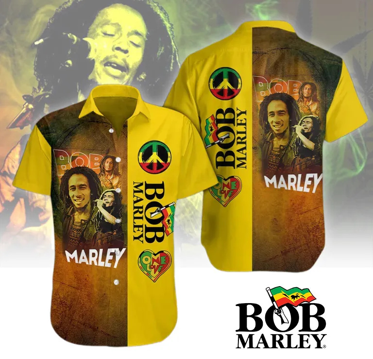 BML230324L39 mk Bob Marley Short Sleeve Dress Shirt BML230324L39 Idea Fanatic