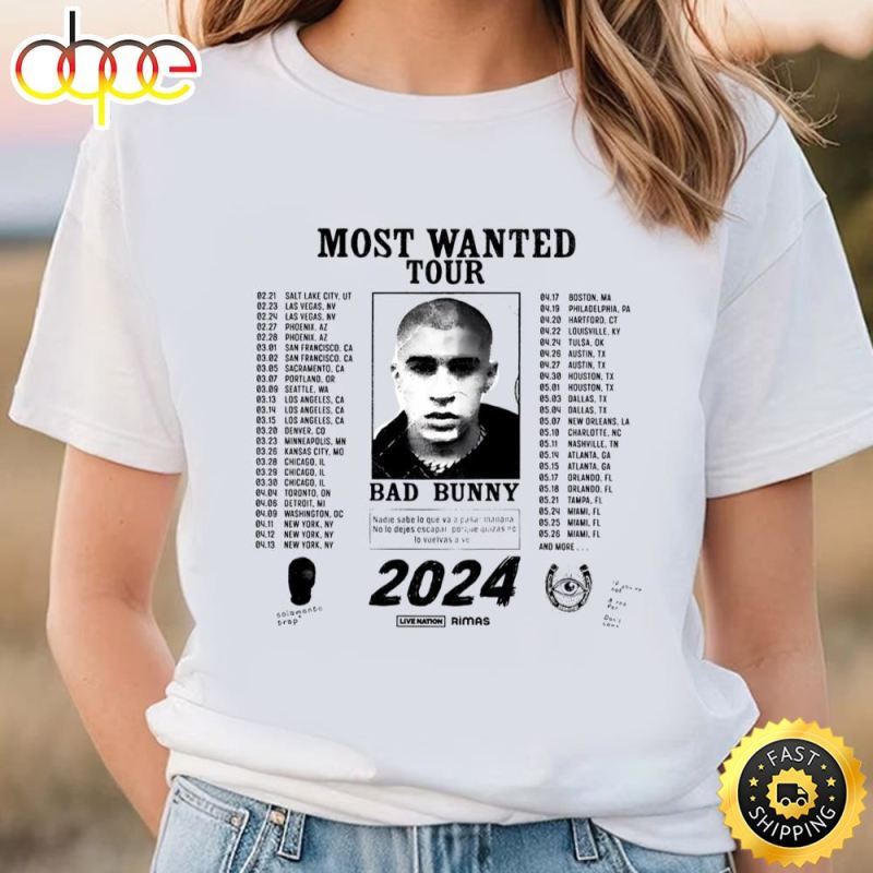 Bad Bunny Most Wanted Tour 2024 Shirt IDF156719 Idea Fanatic