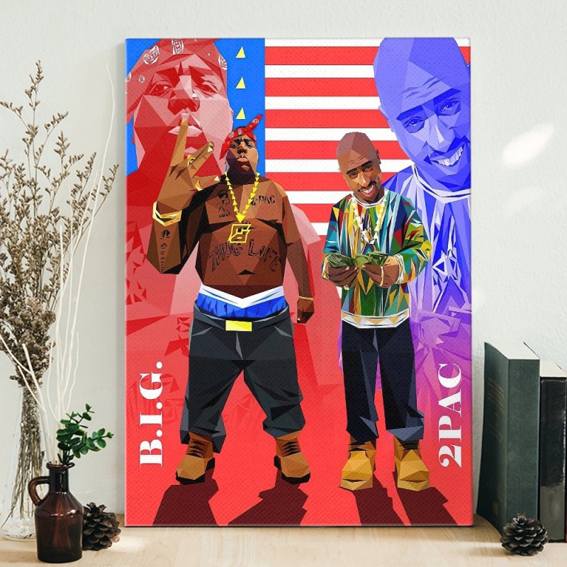 Biggie And 2Pac American Flag Background Poster Canvas Biggie And Tupac American Flag Background Poster Canvas IDFCWA0202 Idea Fanatic