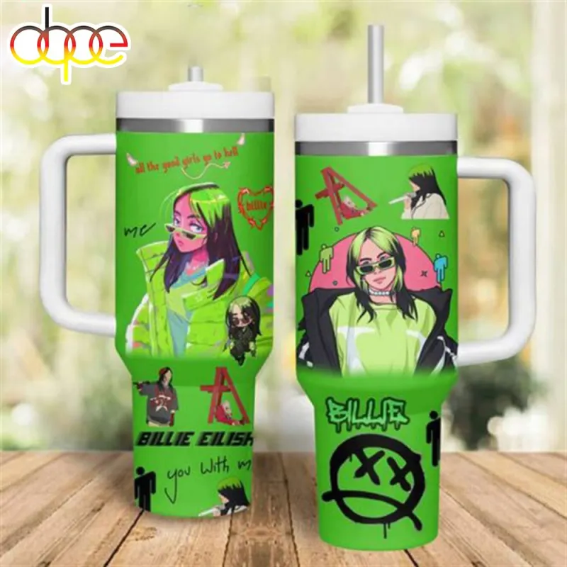 Billie Eilish You With Me Green Stanley Tumbler cboybe Billie Eilish You With Me Green Stanley Tumbler IDF180270 Idea Fanatic