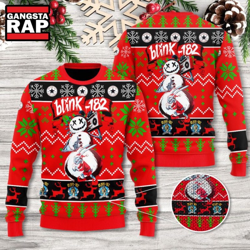 Blink 182 Snow Ugly Christmas Sweater Blink-182 Snow Ugly Christmas Sweater IFDDUSW0028 Idea Fanatic