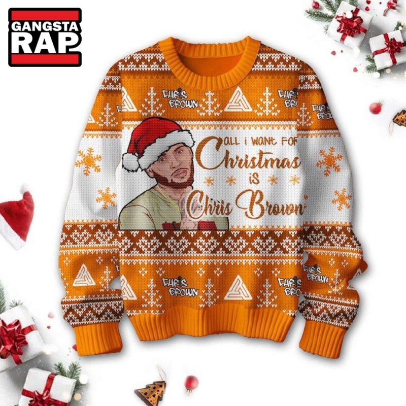 Chris Brown All I Want For Christmas Is Ugly Christmas Sweater Chris Brown All I Want For Christmas Is Ugly Christmas Sweater IFDDUSW0118 Idea Fanatic