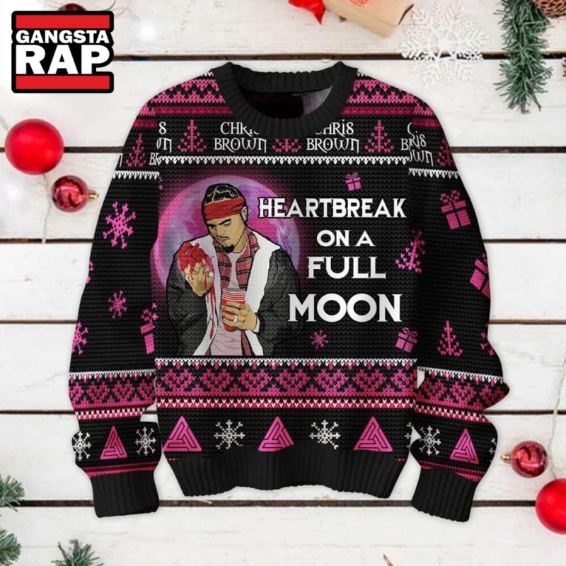 Chris Brown Heartbreak On A Full Moon Ugly Christmas Sweater Chris Brown Heartbreak On A Full Moon Ugly Christmas Sweater IFDDUSW0106 Idea Fanatic