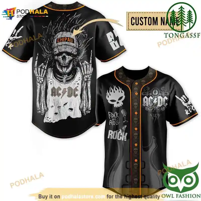 Custom Name Ac Dc Band Rock And Roll Guitar 3D Baseball Jersey Shirt AC/DC Band Rock And Roll Guitar Baseball Jersey IDF104501 Idea Fanatic