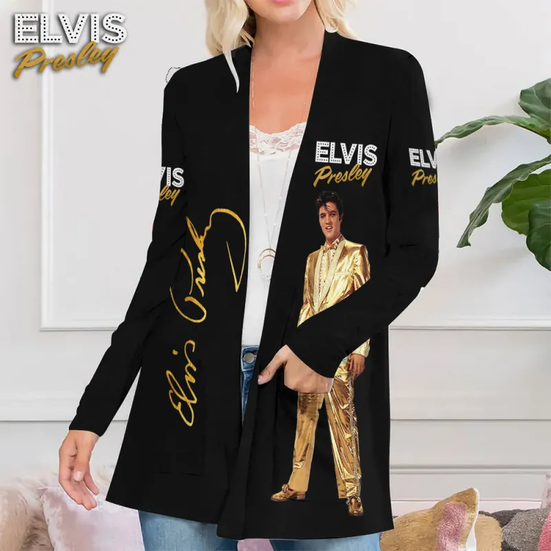 EP220324LNQ3TTT mk1 Elvis Presley New Women's Patch Pocket Cardigan IDF825279 Idea Fanatic