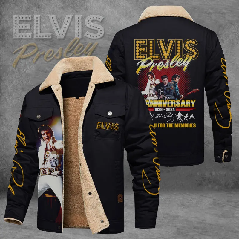 Elvis Presley Stand Collar Winter Fleece Bomber Jacket IDF873295 - Idea ...