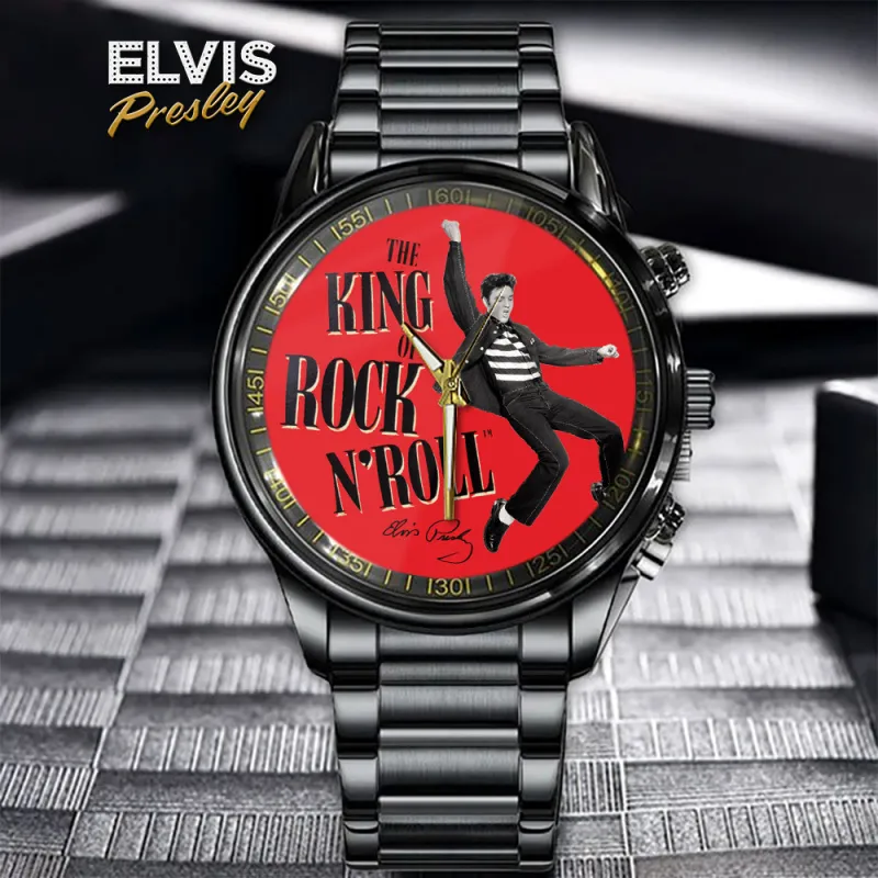 EPR010424L31DKD mk Elvis Presley Black Stainless Steel Hand Watch IDF894719 Idea Fanatic