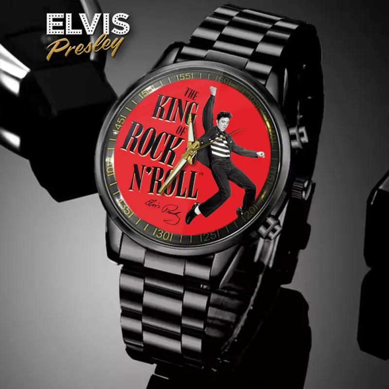 EPR010424L31DKD mk1 Elvis Presley Black Stainless Steel Hand Watch IDF894719 Idea Fanatic