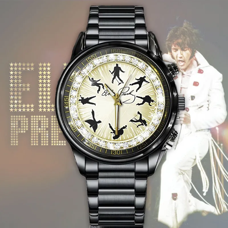 EPR010424L32VKH mk Elvis Presley Black Stainless Steel Hand Watch IDF894759 Idea Fanatic