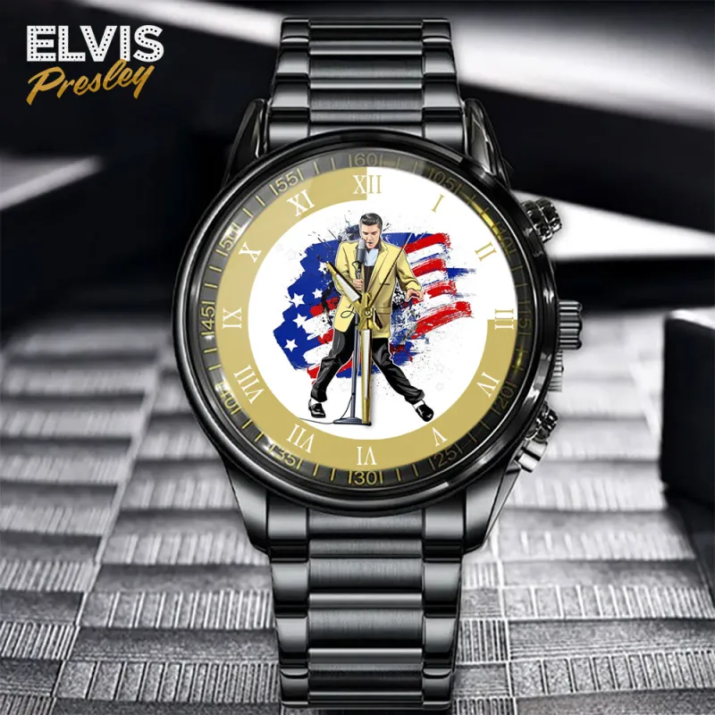 EPR010424L34TTT mk1 Elvis Presley Black Stainless Steel Hand Watch IDF894722 Idea Fanatic