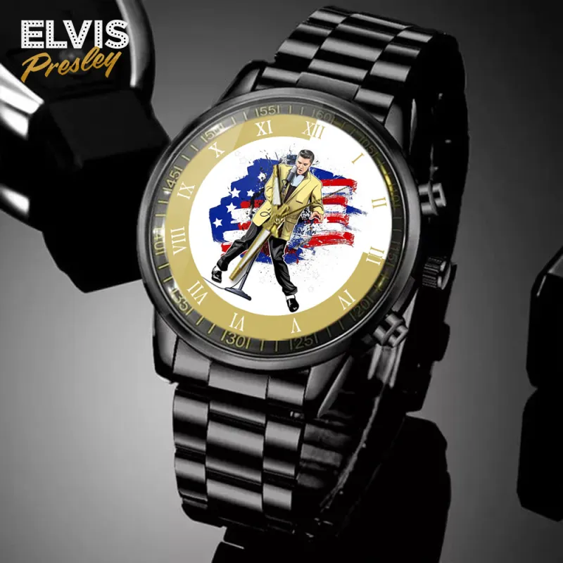 EPR010424L34TTT mk2 Elvis Presley Black Stainless Steel Hand Watch IDF894722 Idea Fanatic