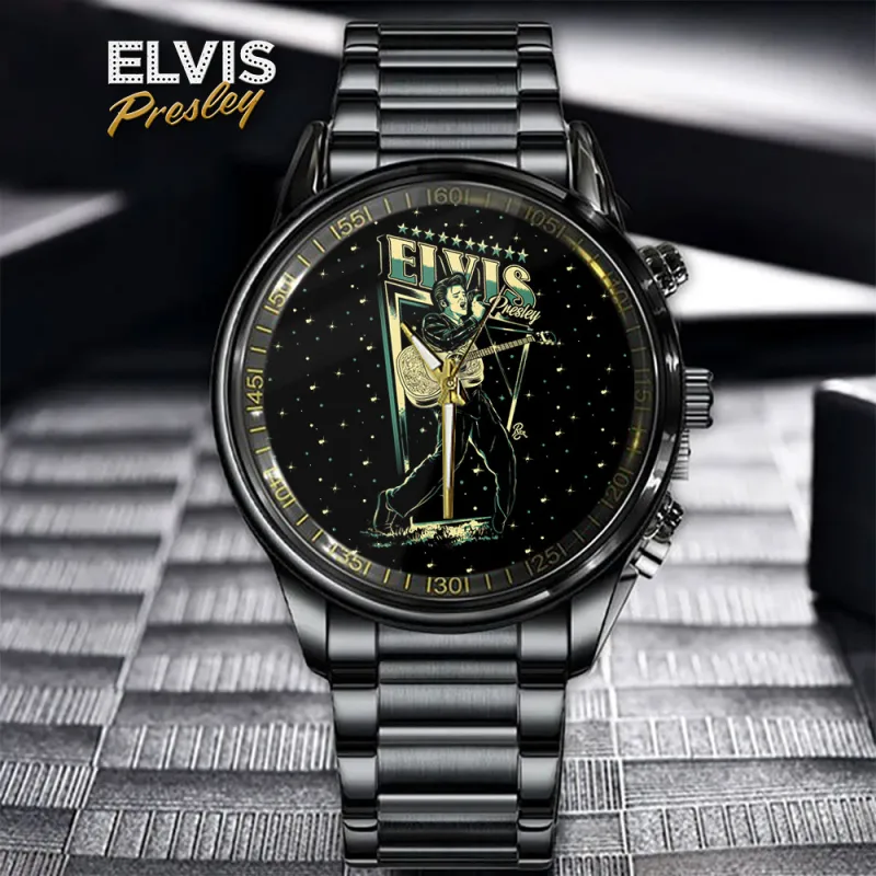 EPR010424L36DKD mk Elvis Presley Sun Rockabilly Black Stainless Steel Hand Watch IDF894761 Idea Fanatic