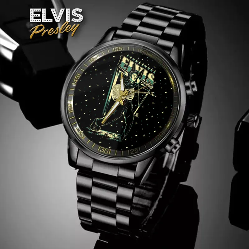 EPR010424L36DKD mk1 Elvis Presley Sun Rockabilly Black Stainless Steel Hand Watch IDF894761 Idea Fanatic