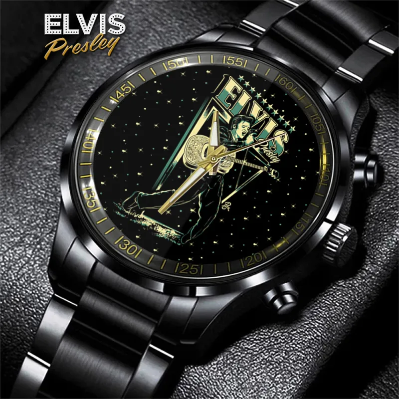 EPR010424L36DKD mk2 Elvis Presley Sun Rockabilly Black Stainless Steel Hand Watch IDF894761 Idea Fanatic