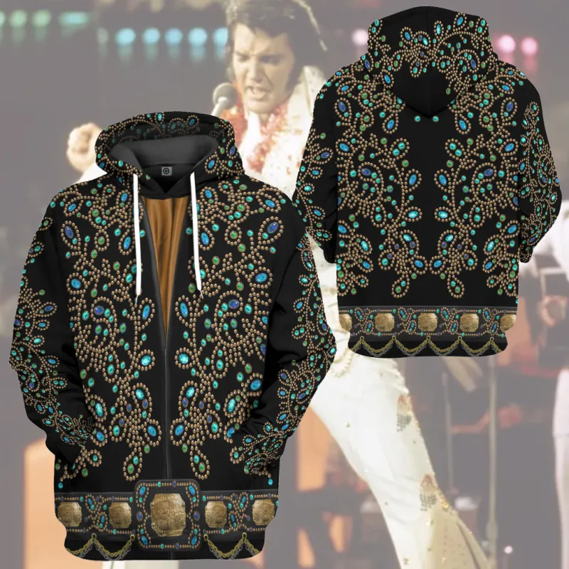 EPR030424L77 mk Elvis Presley Spanish Flower Black With Green Stones 3D Apparels EPR030424L77 Idea Fanatic