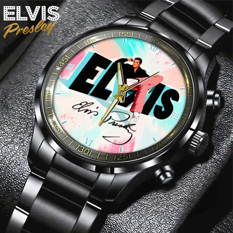 EPR040424L99 mk1 Elvis Presley Black Stainless Steel Hand Watch IDF897336 Idea Fanatic