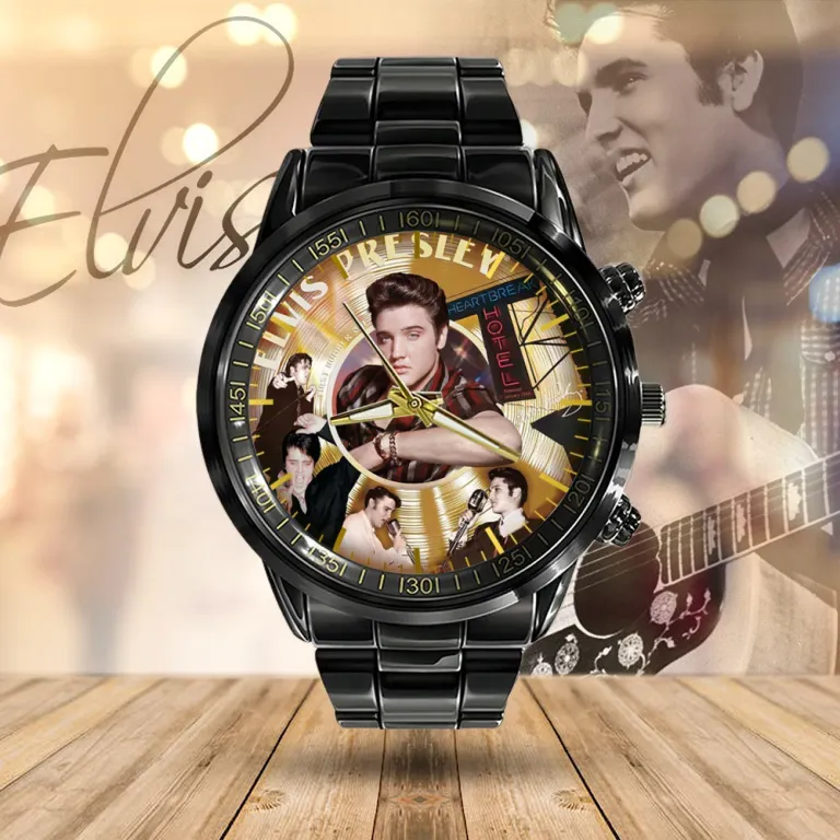 EPR050424M26 mk1 Elvis Presley Black Stainless Steel Hand Watch IDF898313 Idea Fanatic