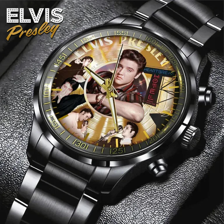 EPR050424M26 mk2 Elvis Presley Black Stainless Steel Hand Watch IDF898313 Idea Fanatic