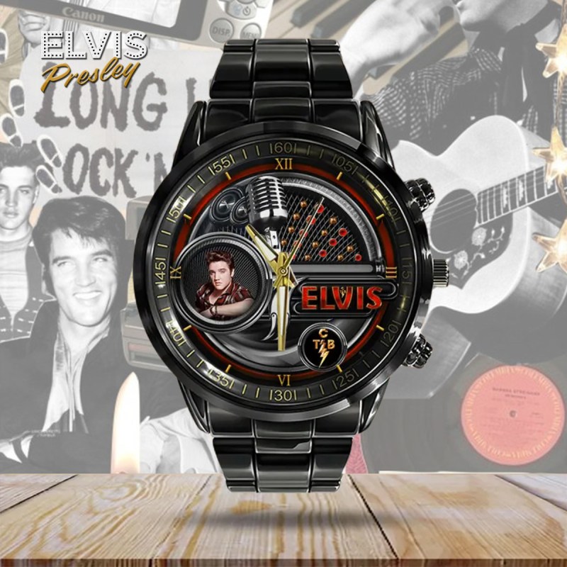 EPR110424DVM45 mk 2 Elvis Presley Black Stainless Steel Hand Watch IDF900684 Idea Fanatic