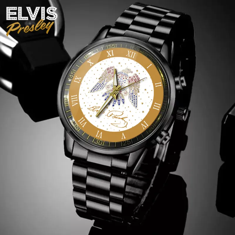 ERP280324L15TTT mk2 Elvis Presley Black Stainless Steel Hand Watch IDF894033 Idea Fanatic