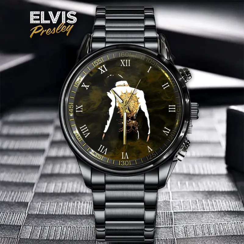 ERP280324L16DKD MK Elvis Presley Black Stainless Steel Hand Watch IDF894035 Idea Fanatic