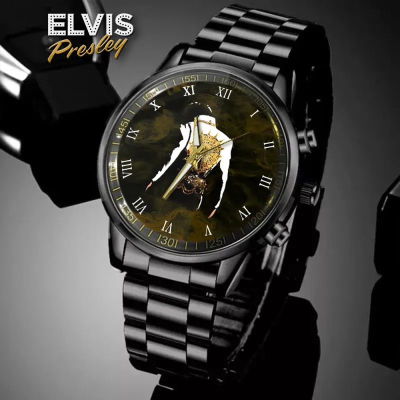 ERP280324L16DKD MK1 Elvis Presley Black Stainless Steel Hand Watch IDF894035 Idea Fanatic