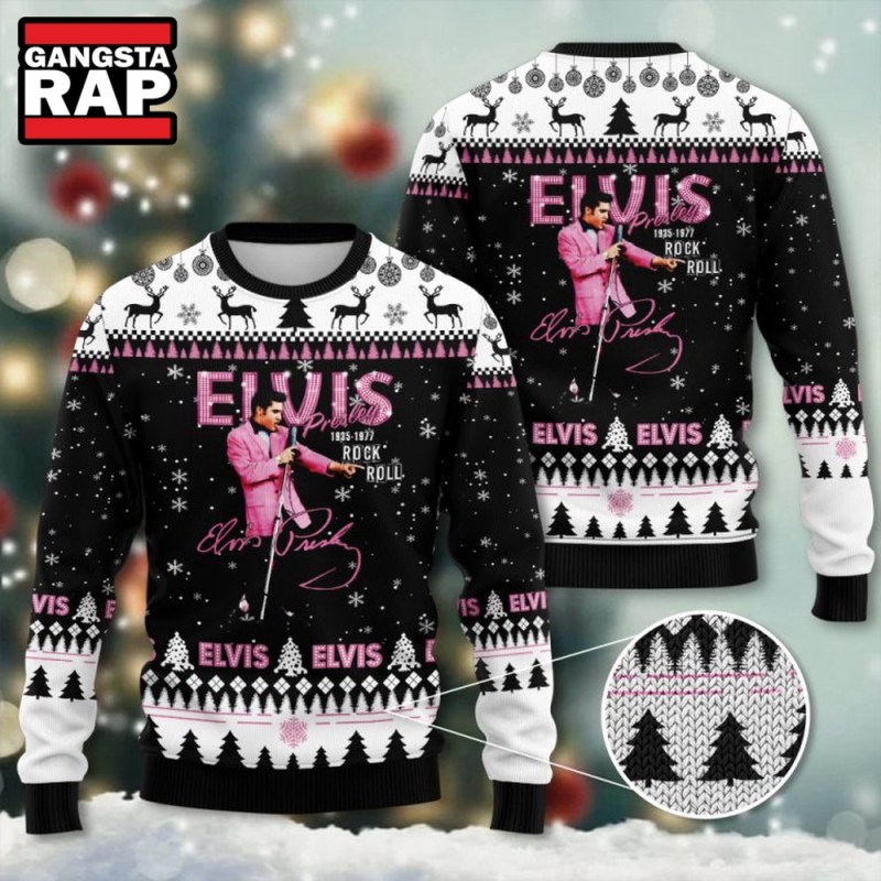 Elvis Presley 1935 1977 Rock Roll Ugly Christmas Sweater Elvis Presley 1935-1977 Rock Roll Ugly Christmas Sweater IFDDUSW0119 Idea Fanatic