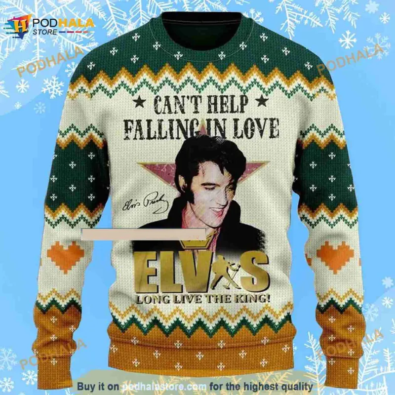 Elvis Presley Cant Help Falling In Love Elvis Long Live The King Ugly Christmas 3D Sweater Elvis Presley Can't Help Falling In Love Elvis Long Live The King Ugly Sweater IDF128330 IDF128330 Idea Fanatic