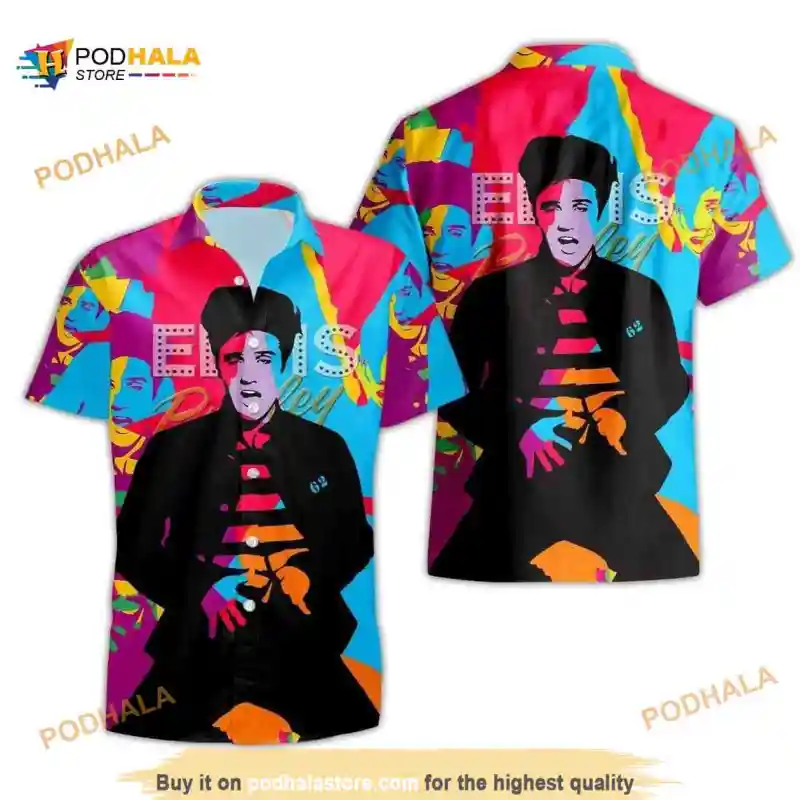 Elvis Presley Funny Hawaiian Shirt Colorful Pattern Gift For Music Fans Elvis Presley Funny Hawaiian Shirt, Colorful Pattern IDF154422 Idea Fanatic