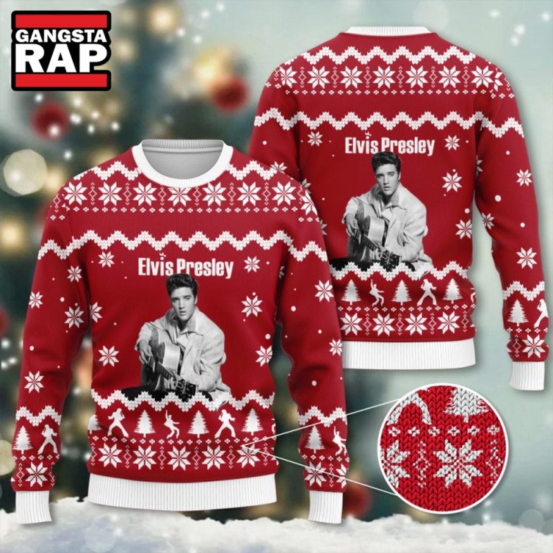 Elvis Presley Guitar Design Ugly Christmas Sweater Elvis Presley Guitar Design Ugly Christmas Sweater IFDDUSW0108 Idea Fanatic