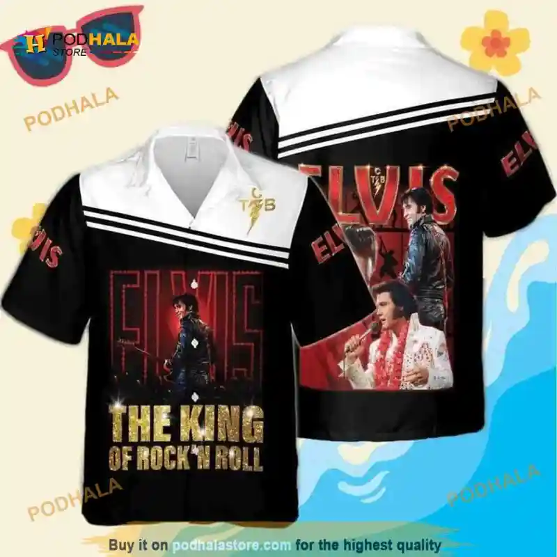 Elvis Presley King Of Rock And Roll Funny Hawaiian Shirt For Rock Fans Elvis Presley Funny Hawaiian Shirt IDF154464 Idea Fanatic