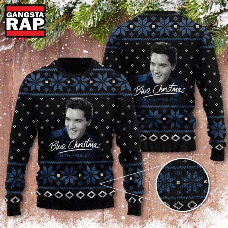 Elvis Presley Music Graphics Printed Ugly Christmas Sweater Elvis Presley Music Graphics Printed Ugly Christmas Sweater IFDDUSW0126 Idea Fanatic