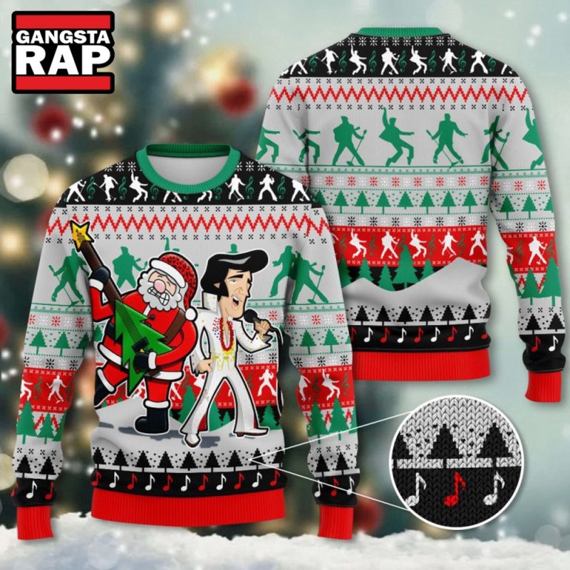 Elvis Presley Santa Claus Guitar Design Ugly Christmas Sweater Elvis Presley Santa Claus Guitar Design Ugly Christmas Sweater IFDDUSW0113 Idea Fanatic