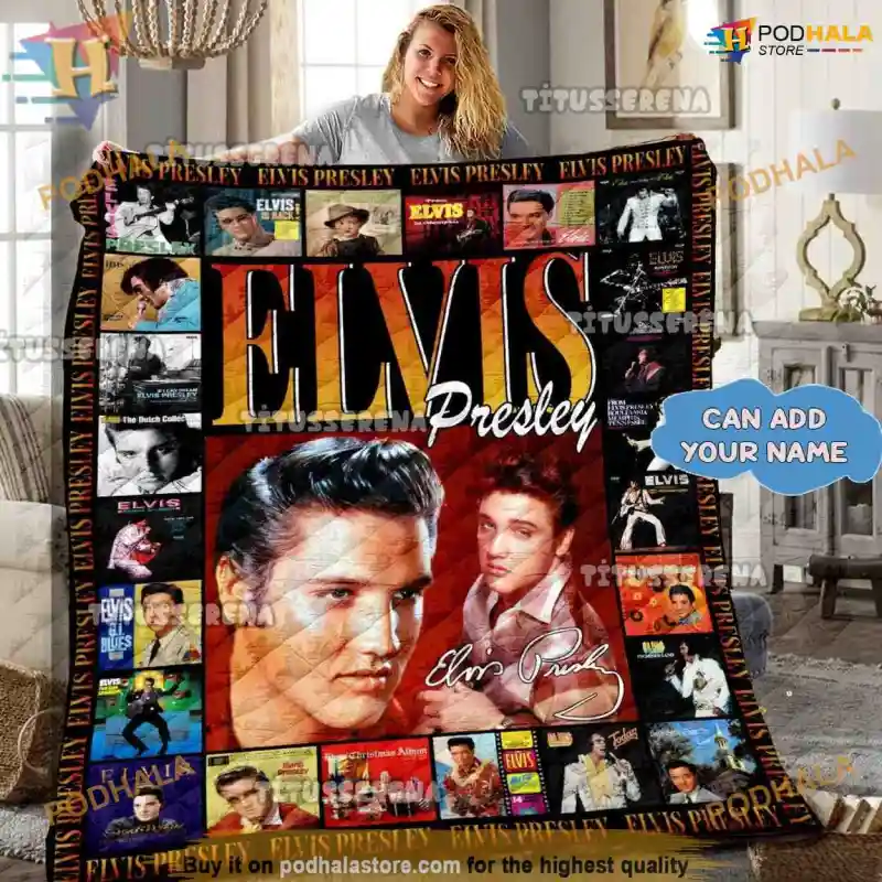 Elvis Presley Tribute Fleece Blanket Cozy Rock n Roll Fan Gift Elvis Presley Tribute Fleece Blanket, Cozy Rock 'n' Roll Fan Gift IDF203096 Idea Fanatic