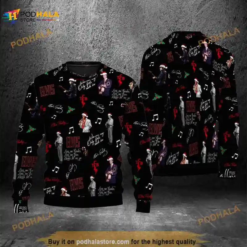 Elvis Presley Ugly Sweater 3D Over Print Elvis Fan King Of Rock Xmas Gift Elvis Presley Ugly Sweater 3D Over Print IDF128354 Idea Fanatic