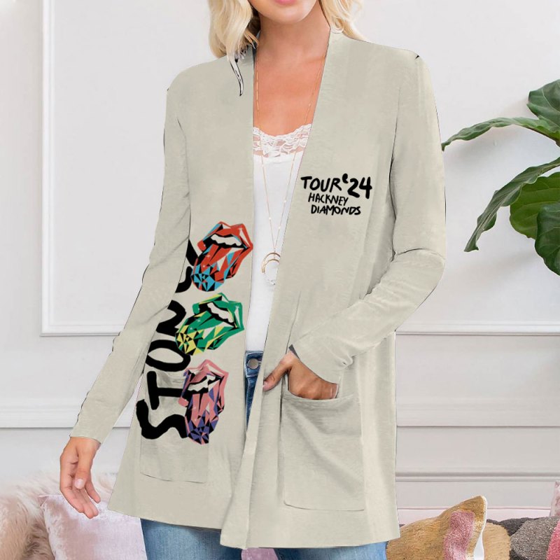 Elvis Presley Women s Patch Pocket Cardigan MAITM7515 The Rolling Stones Women’s Patch Pocket Cardigan IFDDPPC0006 Idea Fanatic