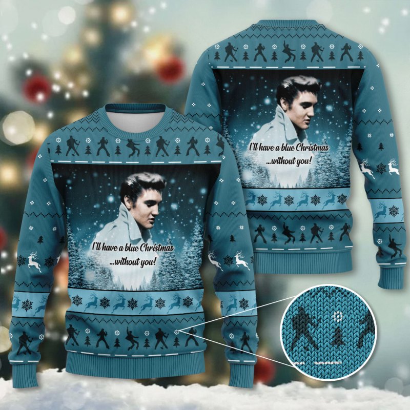 Elvis Ugly Sweater VANDH1797 Elvis Presley Premium Ugly Christmas Sweater IFDDUSW0188 Idea Fanatic