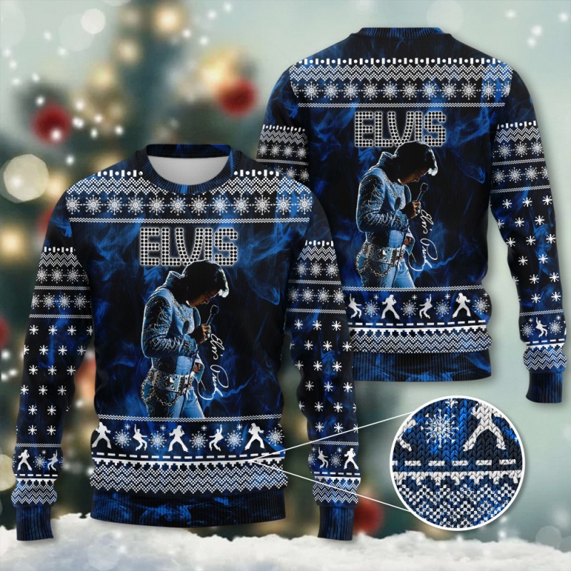 Elvis Presley Ugly Sweater HOATT3895 Elvis Presley Premium Ugly Christmas Sweater IFDDUSW0191 Idea Fanatic