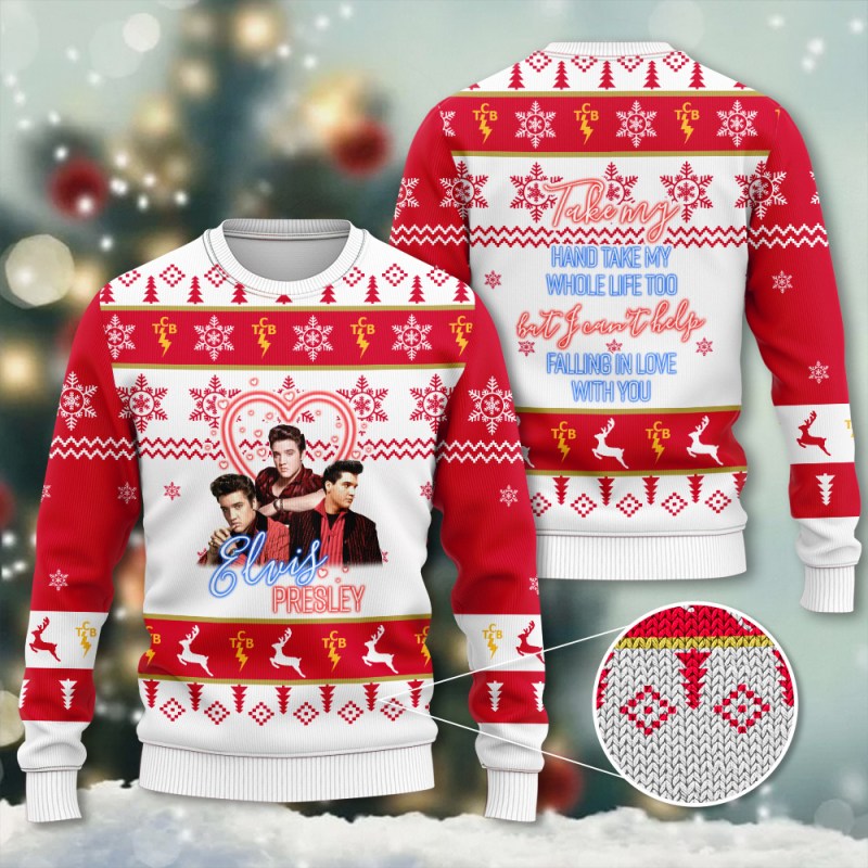 Elvis Presley Ugly Sweater TANTN1998 Elvis Presley Premium Ugly Christmas Sweater IFDDUSW0203 Idea Fanatic