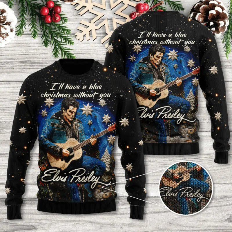 Elvis Presley Ugly Sweater TANTN3328 Elvis Presley Premium Ugly Christmas Sweater IFDDUSW0189 Idea Fanatic