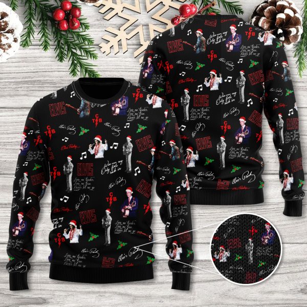 Elvis Presley Ugly Sweater TANTN8227 600x600 1 Elvis Presley Premium Ugly Christmas Sweater IFDDUSW0184 Idea Fanatic