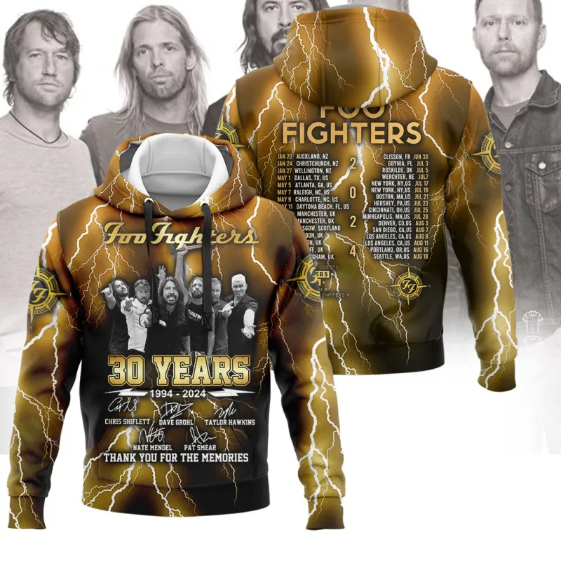 FF290324LNQ1DKD mk Foo Fighters 30 Years 1994-2024 Tour 2024 Hoodie Shirt IDF894126 Idea Fanatic