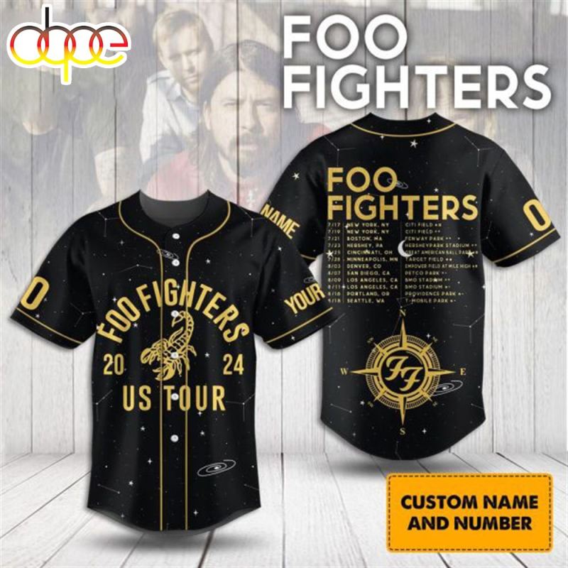 Foo Fighters 2024 US Tour Baseball Jersey Foo Fighters 2024 US Tour Baseball Jersey IDF181835 Idea Fanatic